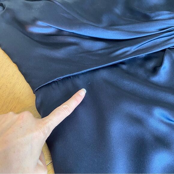 Eliza J. Blue Silk Charmeuse Beaded Dress 12 - Picture 9 of 9